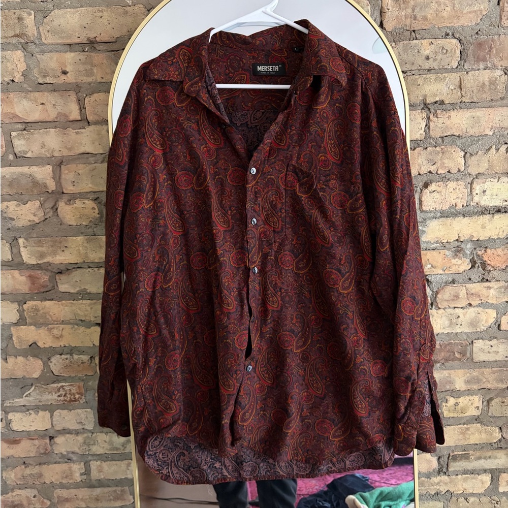 Merseta vintage paisley button down blouse